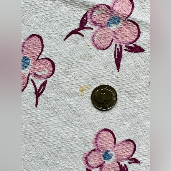 Vintage Pretty Floral Print Tablecloth on Woven Jacquard Cotton 1940’s - Picture 11 of 15